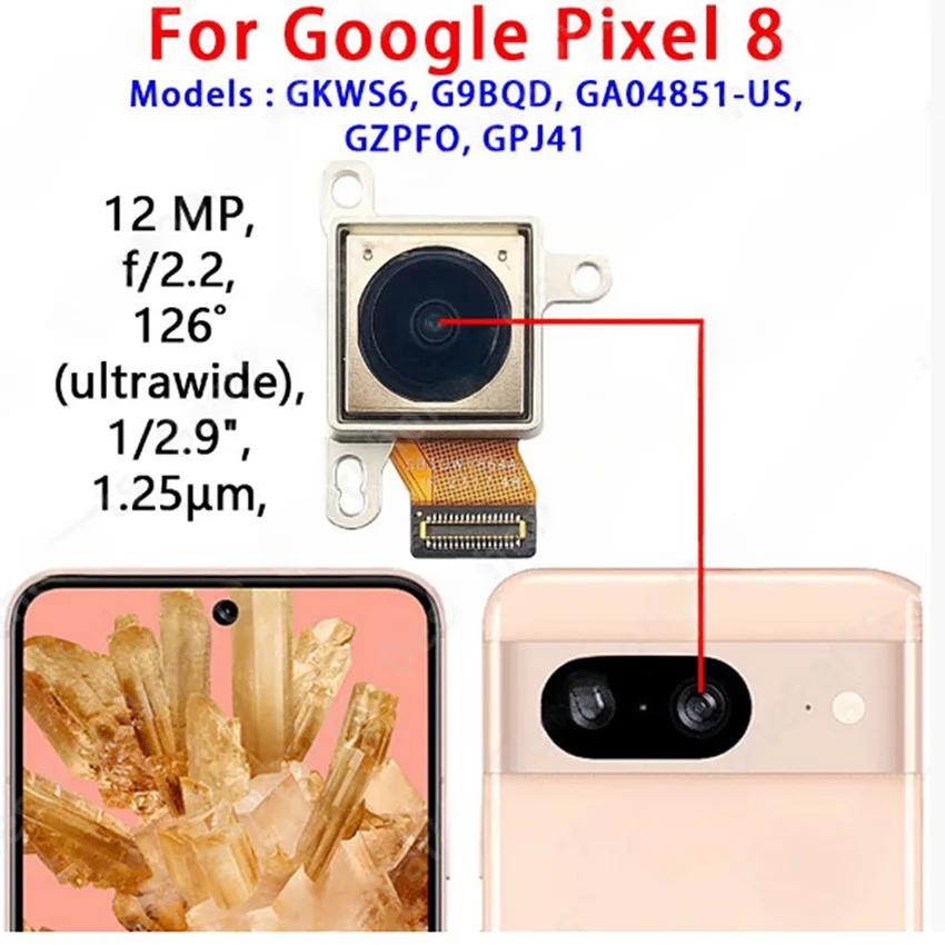 

Передняя и задняя камера для Google Pixel 8 Pro 8a, полный комплект, большая камера, передняя маленькая камера, запасные аксессуары для телефонов