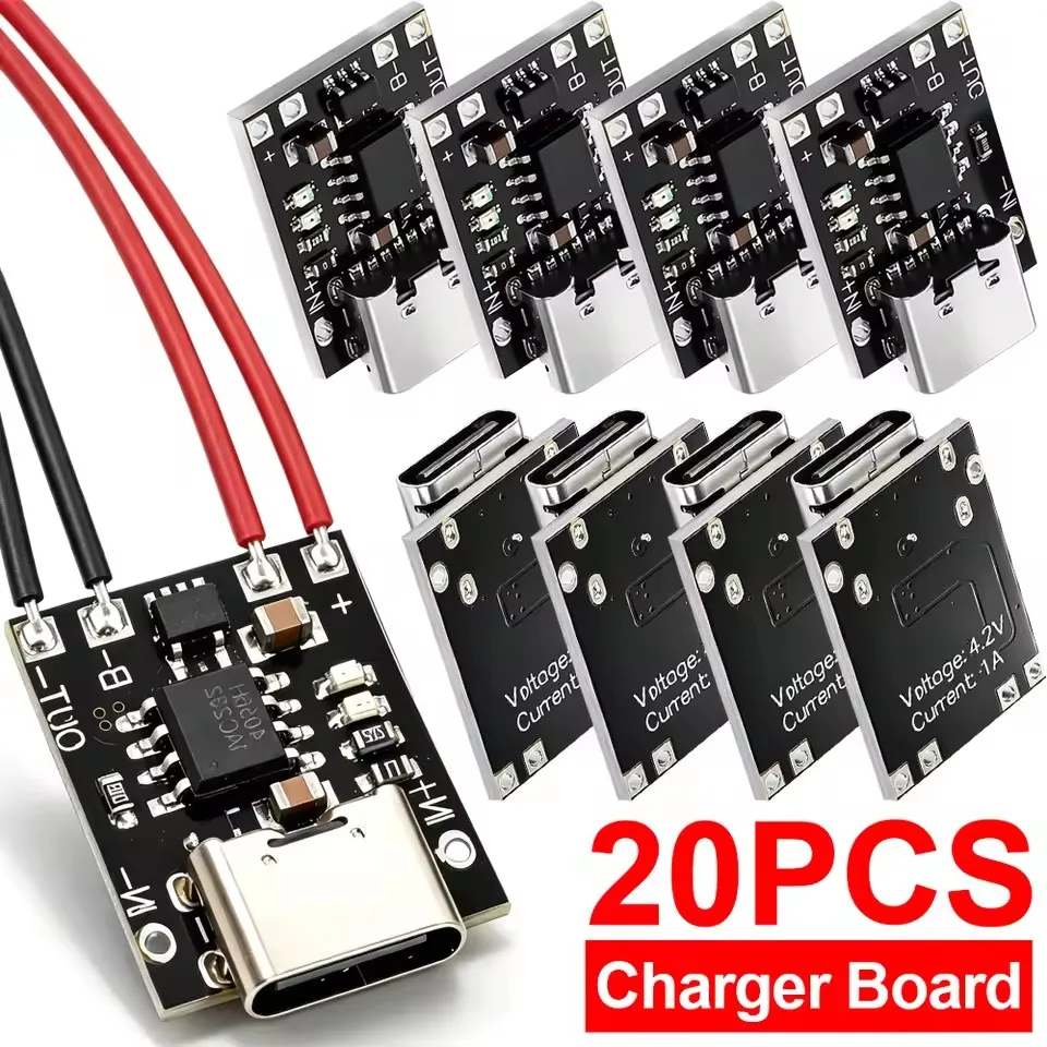 Placa de Carregamento Tipo-C com Circuito de Proteção, Módulo de Carregamento USB-C 3.7V-4.2V para Bateria Li-ion 18650, Projetos DIY