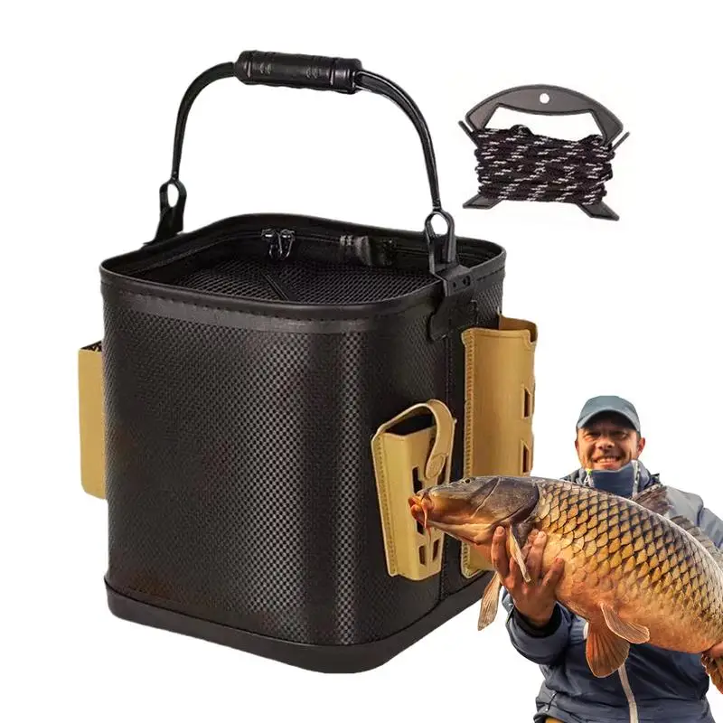 

Outdoor Fishing Bucket With non-slip water rope Foldable and Portable EVA Water Bucket for Wild Fishing Household Bucket