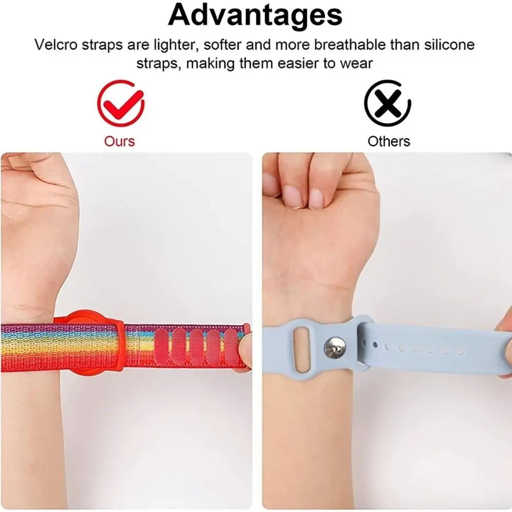 ไนลอนที่มีสีสันป้องกันกรณี Anti-Lost สายรัดข้อมือแบบถอดเปลี่ยนได้ปรับยืดสายนาฬิกาสําหรับ Airtag Cat