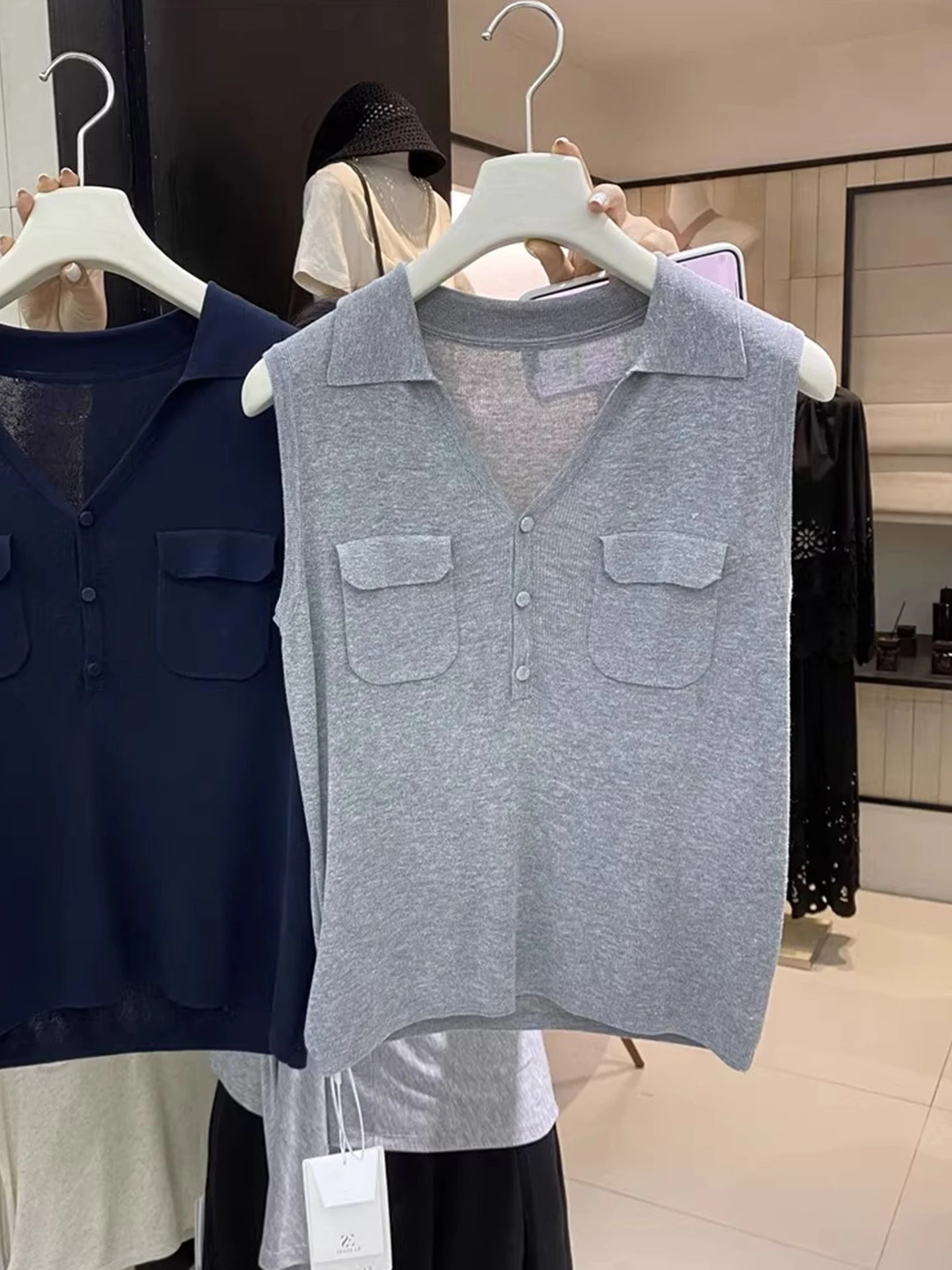 لون بسيط Faion Summer Ne محبوك أعلى فريدة من نوعها Svel هوديي Sli الكورية Sle مستقيم قطع مزيج الحرير #3