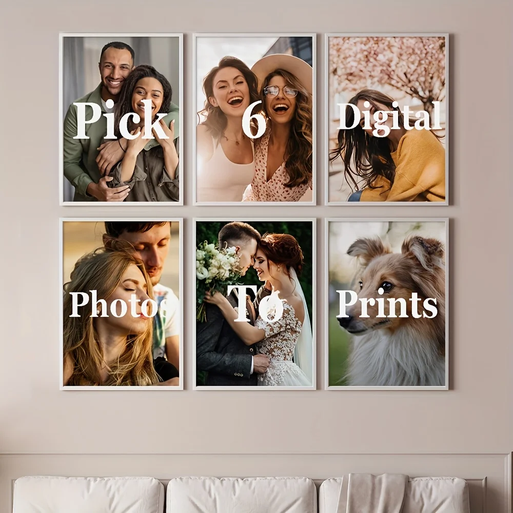 6-teiliges Set Individueller Leinwanddruck Personalisiertes Foto Geeignet für Familienleben Haustiere Landschaften Paare Hochzeiten Heim-Deko Poster Geschenke