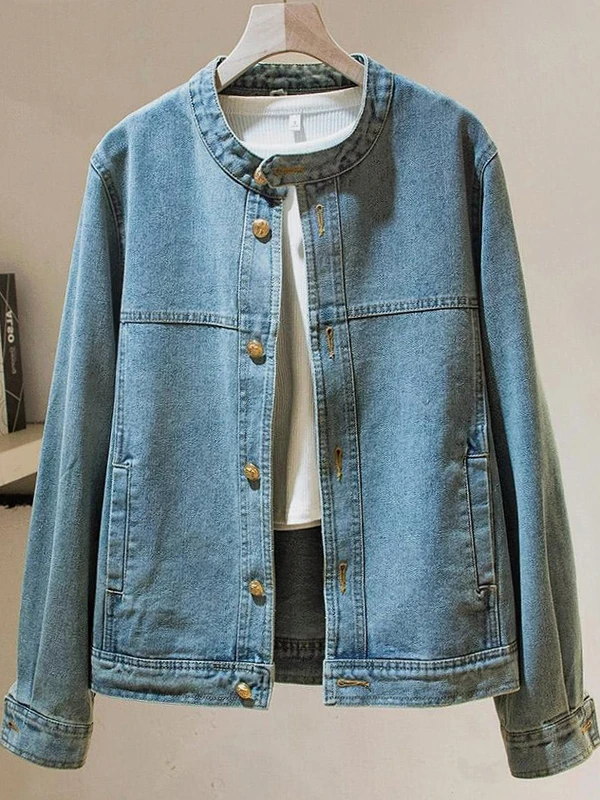 Retro Sle Women's ort Denim Jaet Loose Fit Slimming Top Spring Autumn New Arrival Casual Faion Outerwear