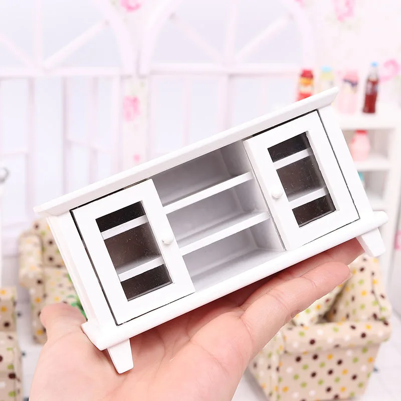 Dollhouse Miniature Items TV Bench TV Cabinet Mini Storage Cabinet Locker 1:12 BJD Ob11 Dolls House Accessories Furniture Toys