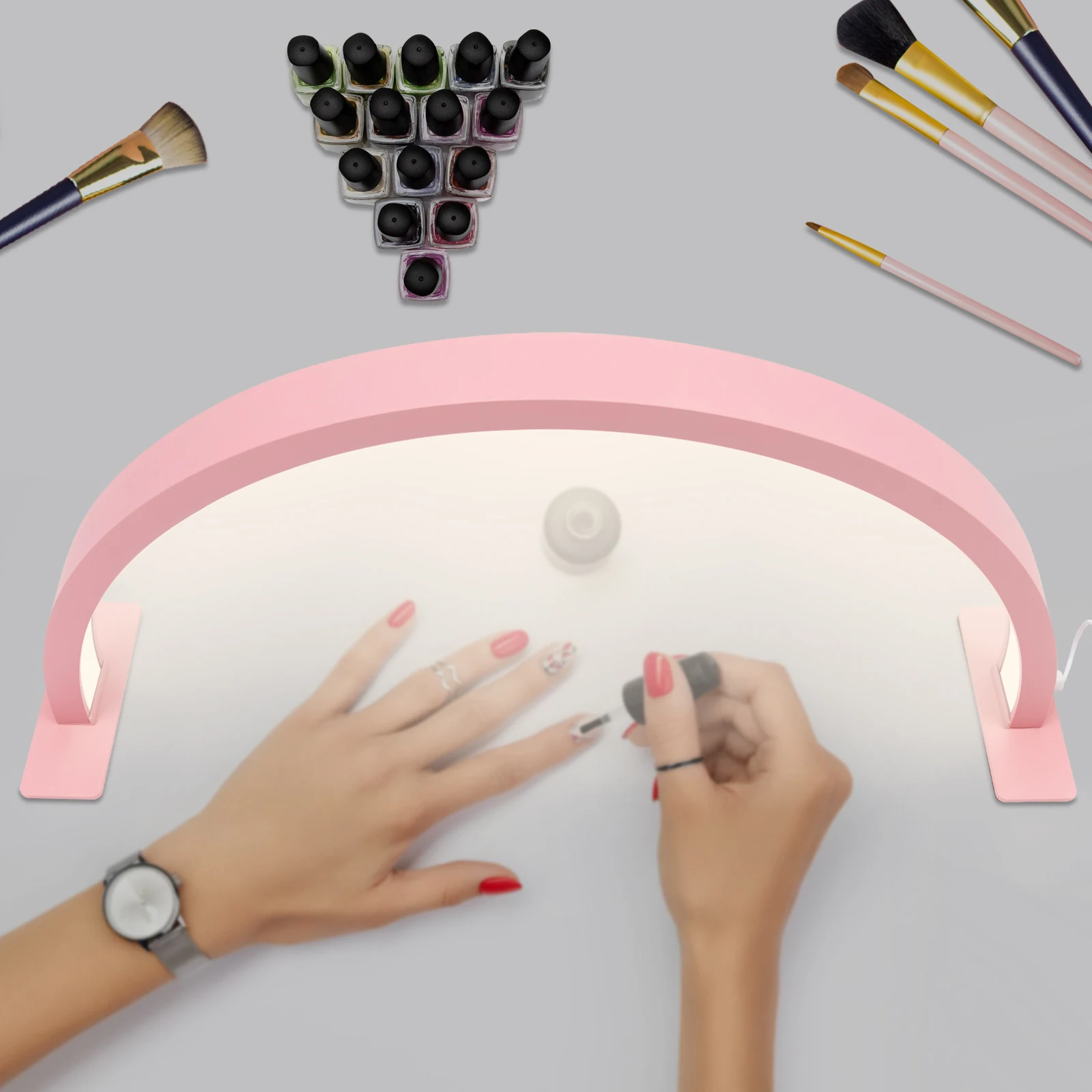 

LED Half Moon Light, Light with Adjust Brightness 3000K‑6000K, Half Moon Desk Lamp for Nail Art Aluminum Alloy, PVC for Nail