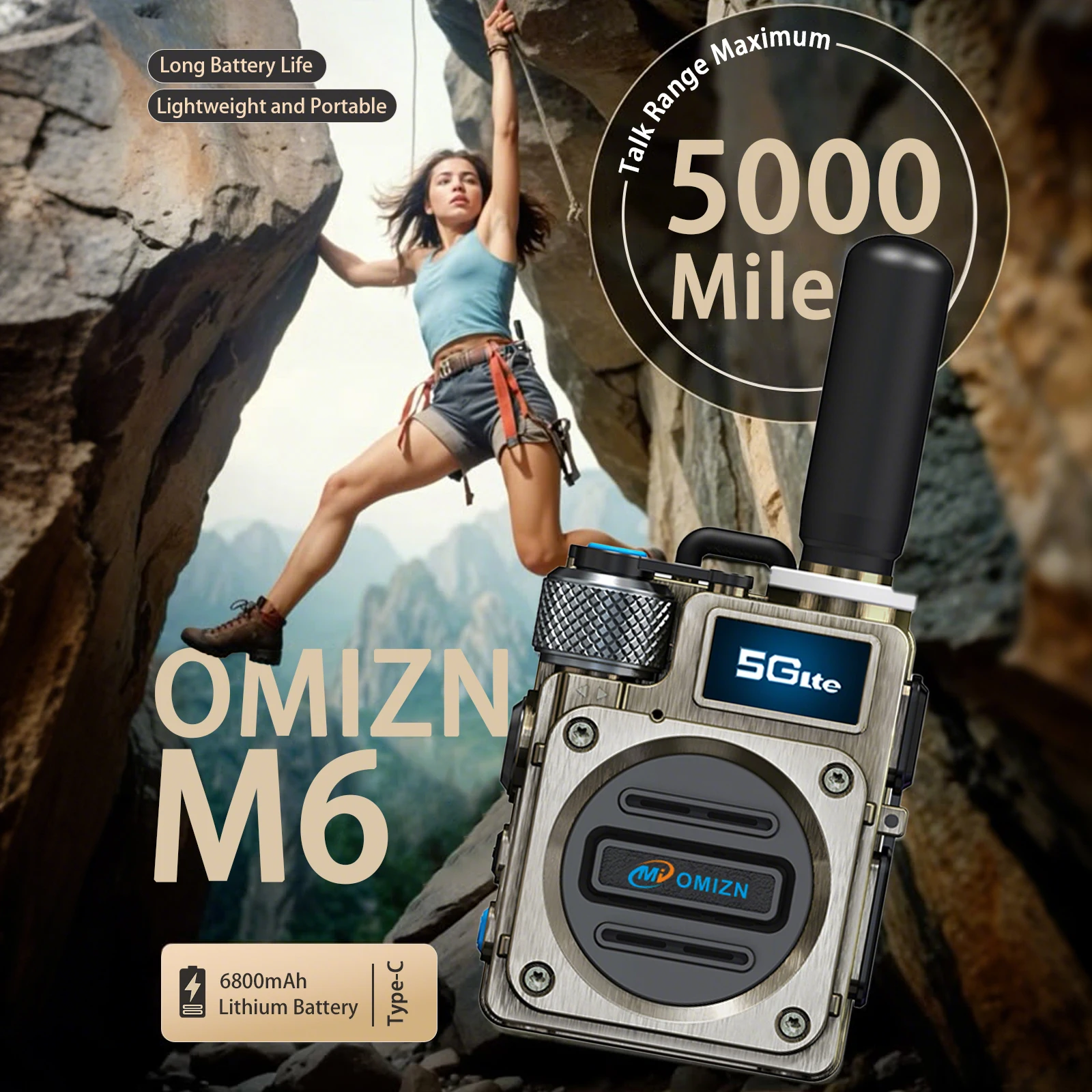 OMIZN Walkie Talkie Professional 4G Radio Metal Walkie Talkies Camping Long Range AES256 Portable Unlimited Distance Calling M6