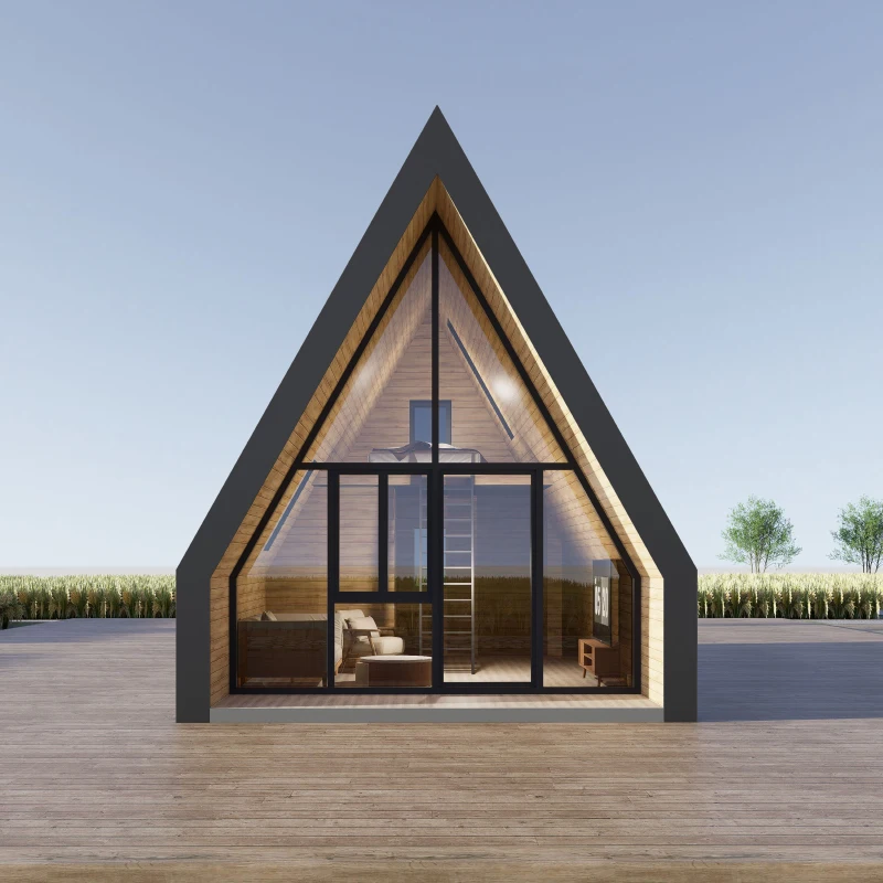 Prefab Triangle A Frame Cabin House Portable Tiny Home Modular Wooden Outdoor Living Space