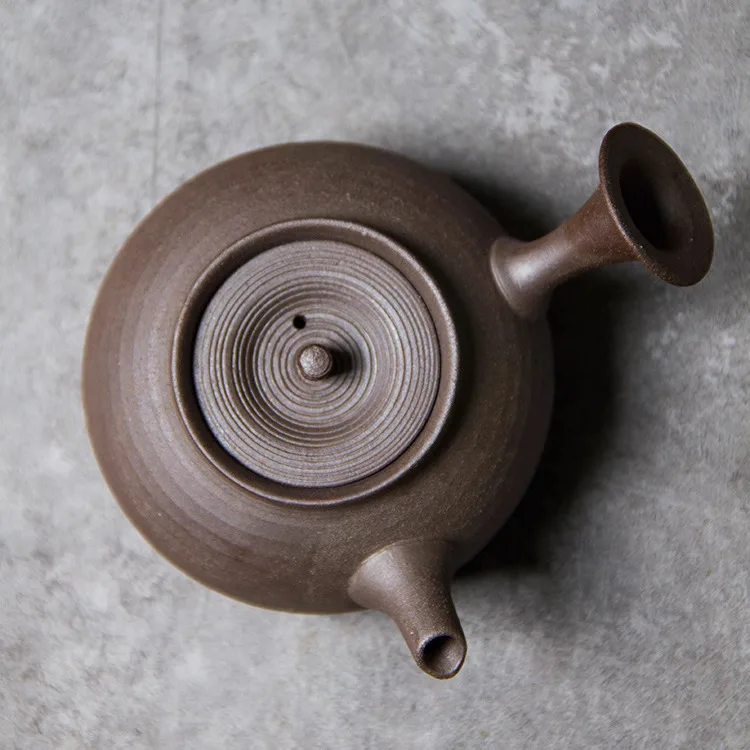 Handmade Rough Pottery Teapot, Earthenware Side Handle, Small Pot, Kung Fu Tea Set Urgently Needed, Teapot With Filter, Pu Erh