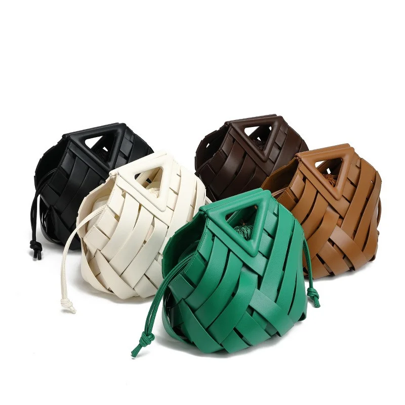 

Luxury Woven Design Women Handbag Tote Basket Bag High-End Niche Inverted Triangle Shaped Fashion Commuter Bag Casual Style