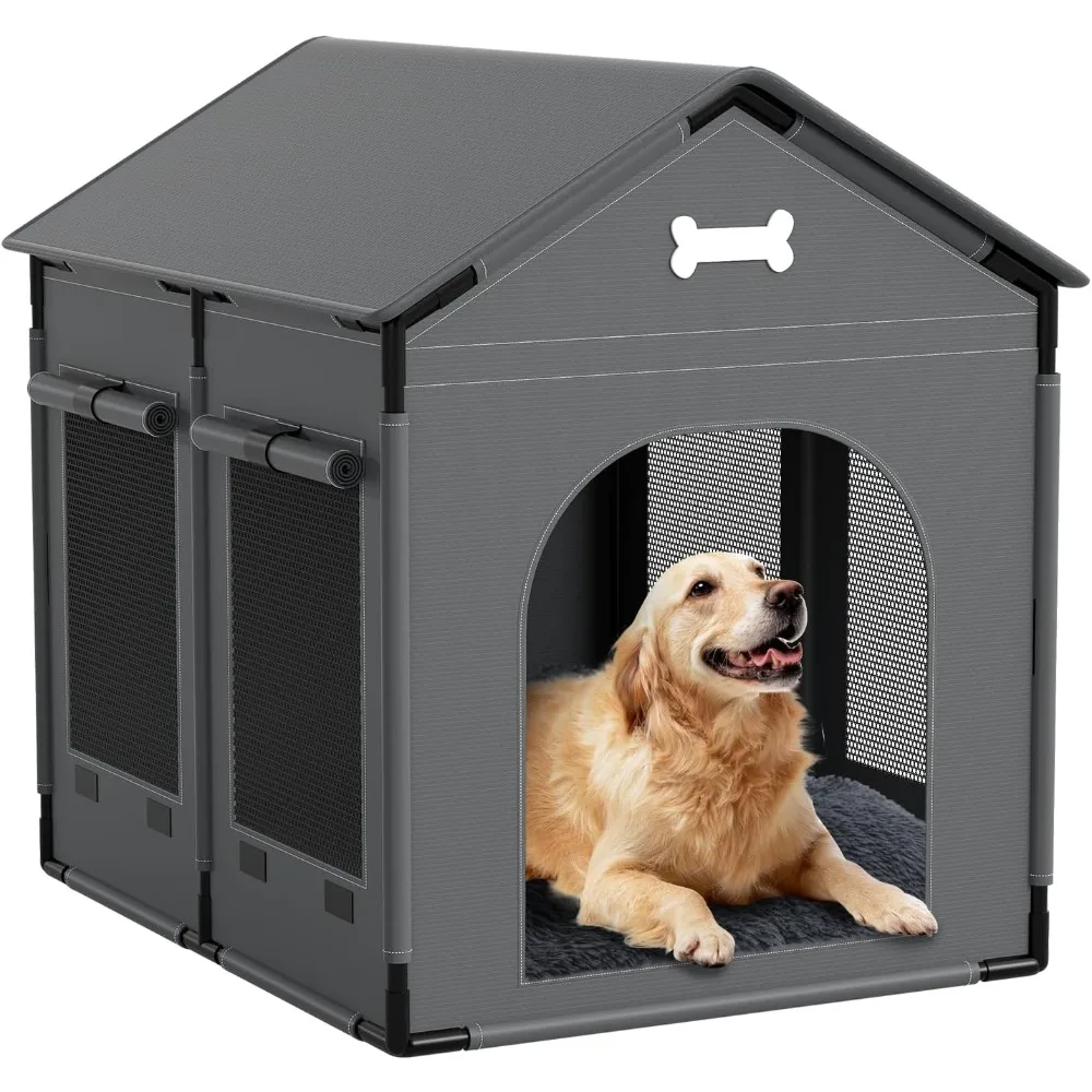 

Dog House Indoor, XLarge Doghouse Soft with Frame, Waterproof Pet House for Medium Large Size Dogs, Warm Dog Cave Sleeping Nest