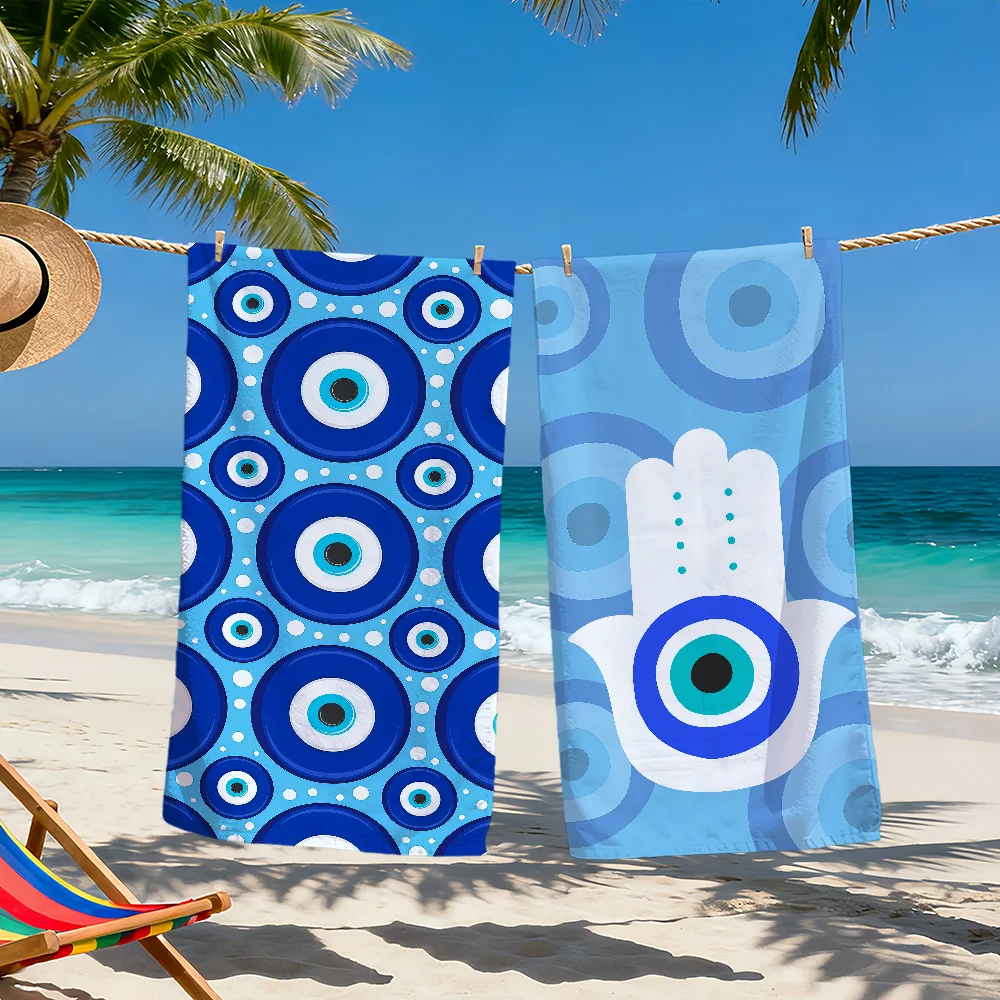 fashion Evil Eye Mystical bright eye catching lucky Soft Beach Towels Quick Dry Pool Towel for Travel Gym bathing Camp Gift