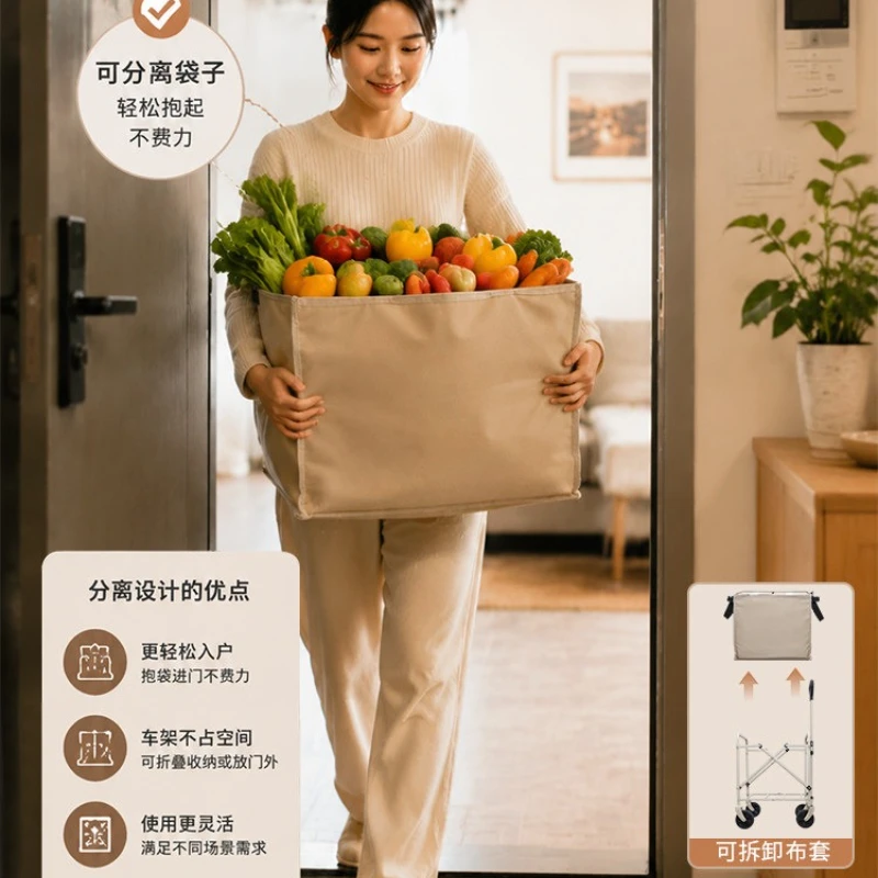 Foldable Portable Mini Hand Trolley Grocery Shopping Cart For Express Delivery Camping Stall Household Utility Pull Wagon