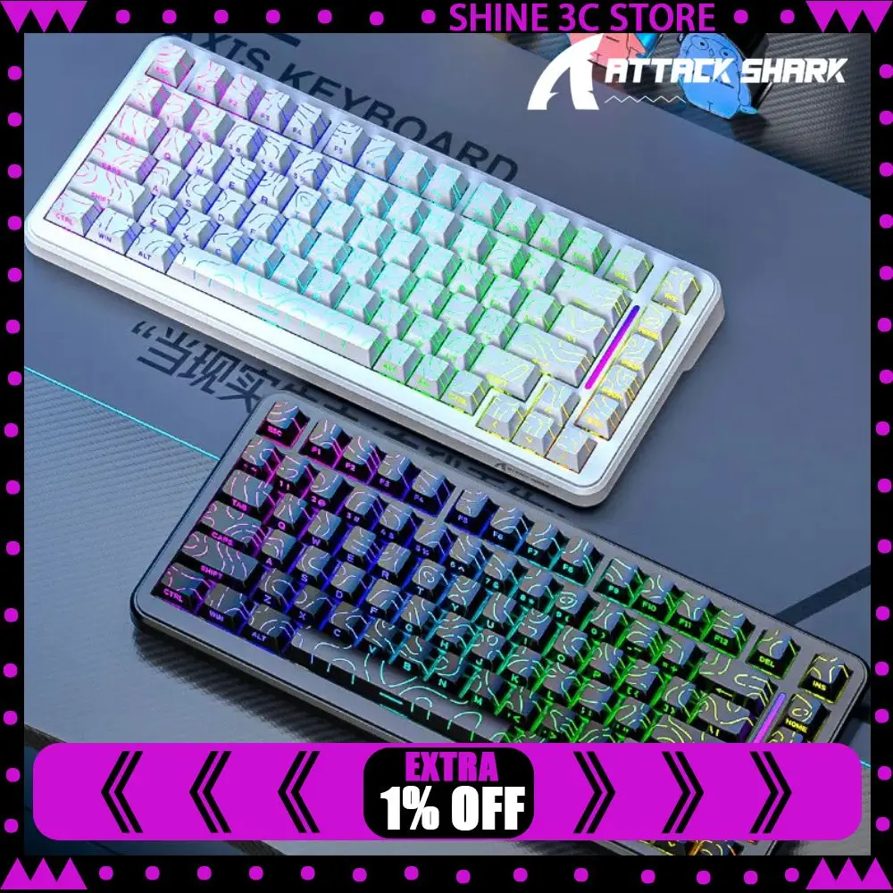 ATTACK SHARK X82 Pro HE 마그네틱 키보드 트라이 모드 무선 8K 폴링 레이트 게이밍 75% RGB 5000mAh 0.1MS 저지연 키보드