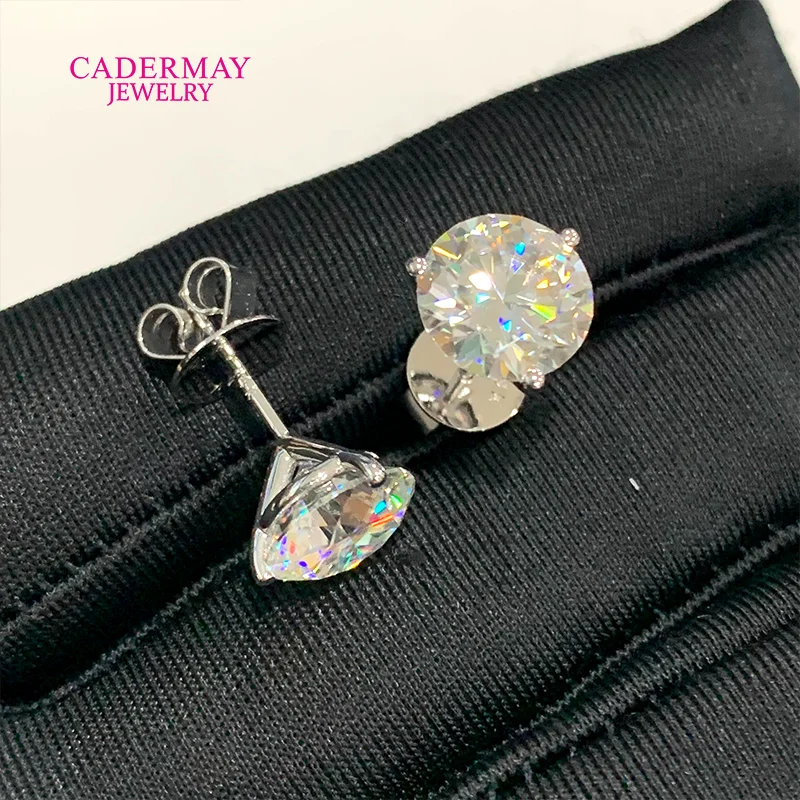 High Quality Martini 3 Prongs 9mm 3ct Each VVS Moissanite Diamond Earrings Stud 14K White Gold Moissanite Earrings For Women Men