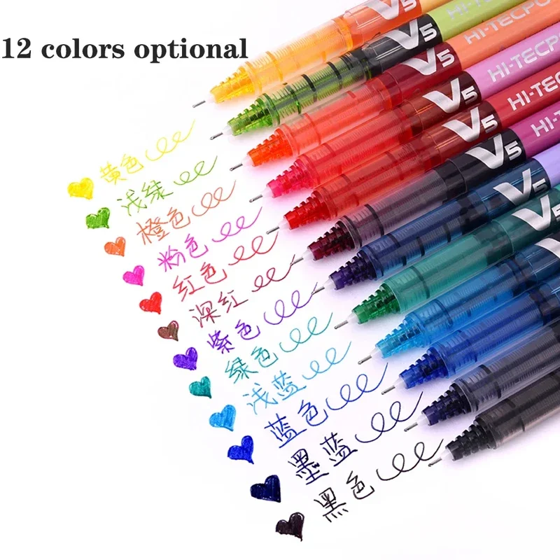 Japan Pilot V5 0.5mm Gel Pen Liquid Ink Hi Tec Point Rollerball Pens, Roller Ball Sign Pen for Office School Drawing Writing