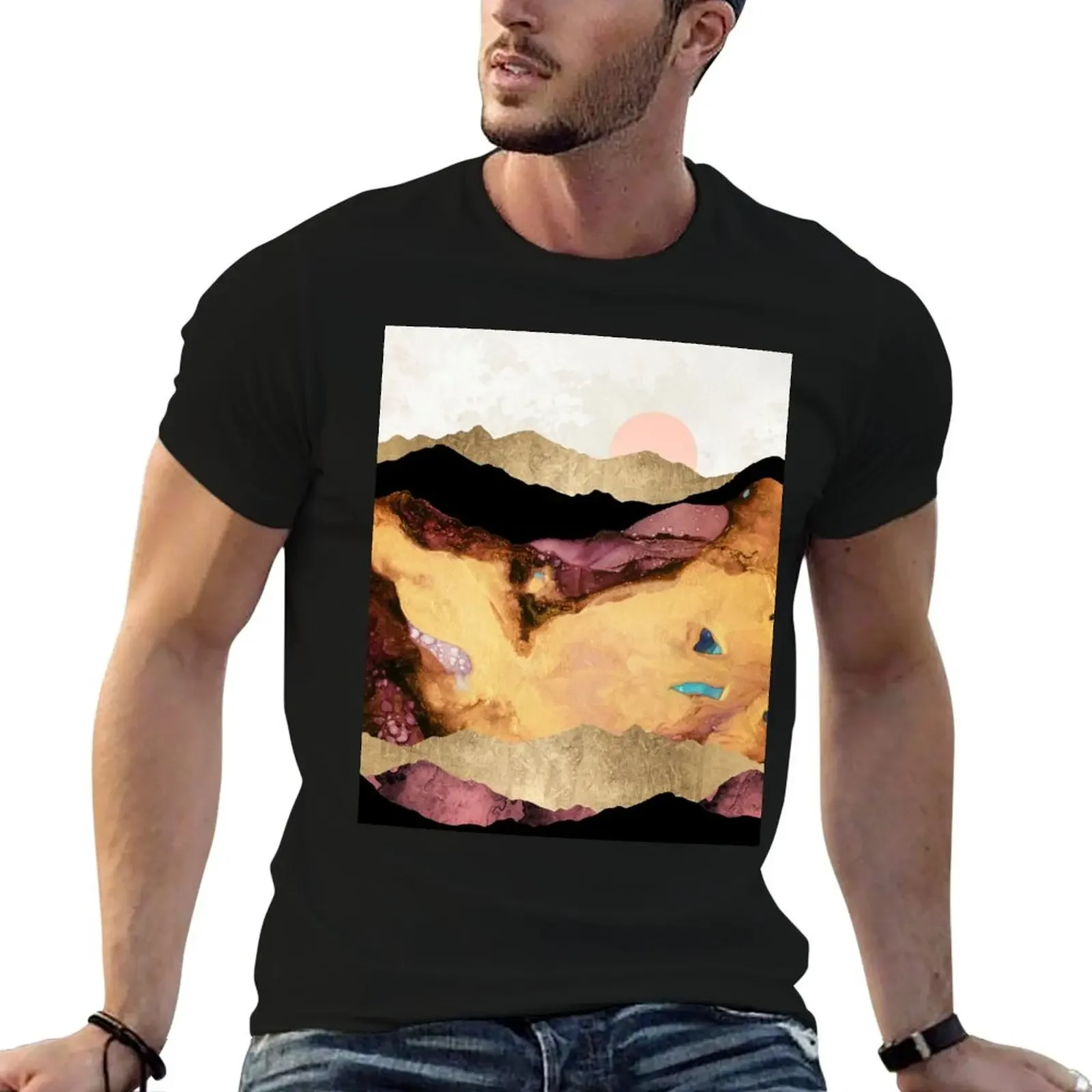 Mauve and Gold Mountains T-Shirt heavyweights blue archive essential t shirt customizeds mens funny t shirts