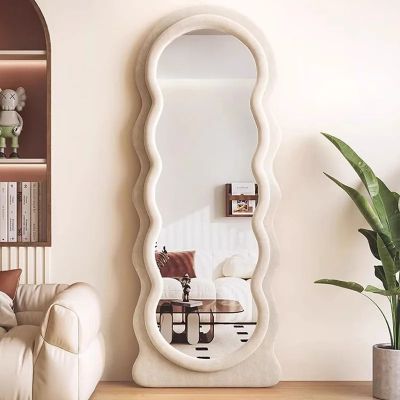 

Long Decorative Mirrors Nordic Glass Makeup Floor Wavy Mirror Big Girls Standing Espejo Cuerpo Entero Decoration Aesthetic