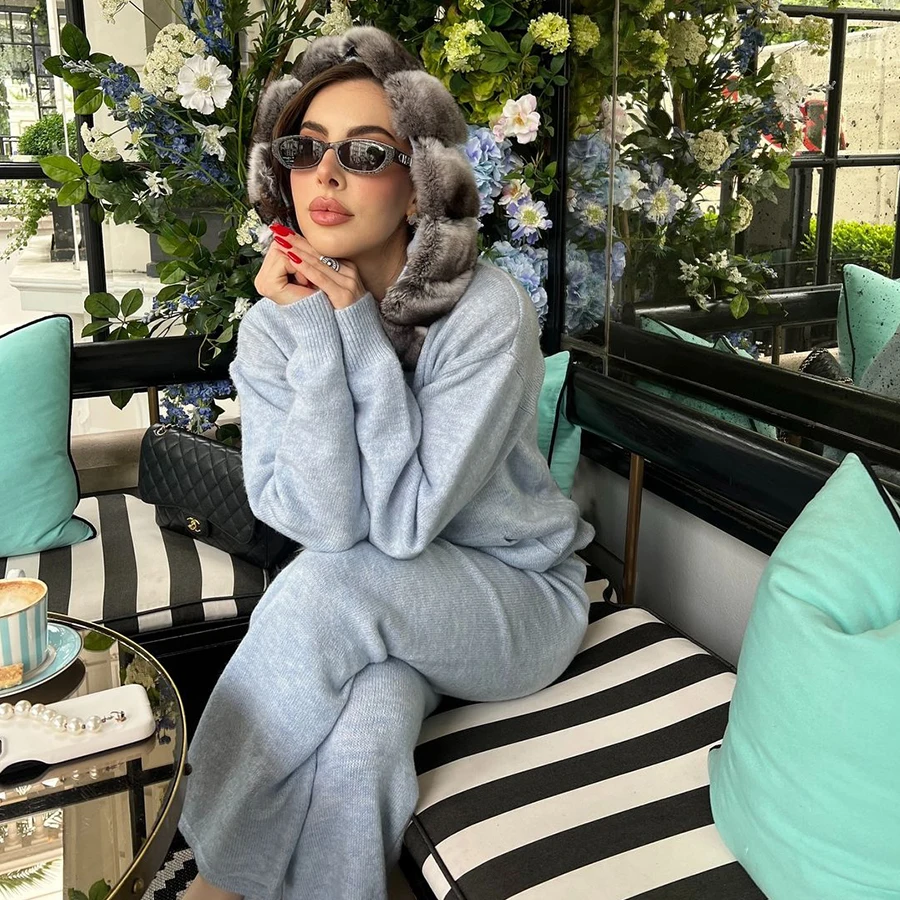 

Кашемировый свитер с капюшоном, женские шерстяные брюки, теплый роскошный шерстяной свитер с воротником из натурального меха кролика шиншиллы рекс