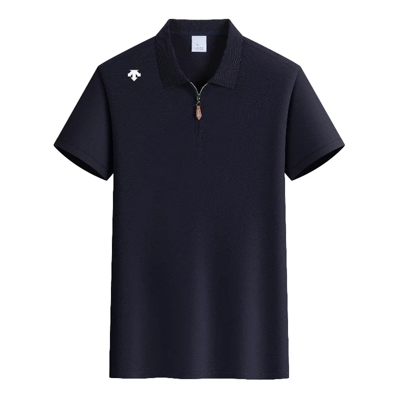 High end brand polo shirt short sleeved embossed design men's top summer new comfortable breathable casual half zipper T-shirt