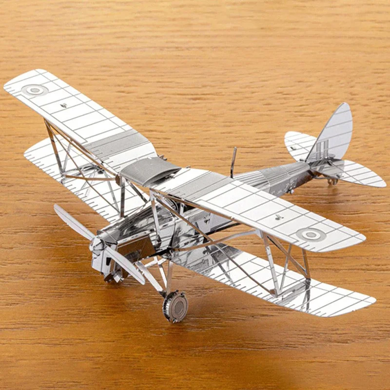 3D Metal Puzzle De Havilland Tiger Moth Military DH-82 Fighter Assembly Model Laser Cutting Puzzle Kits Jigsaw  Kids Adult Toys