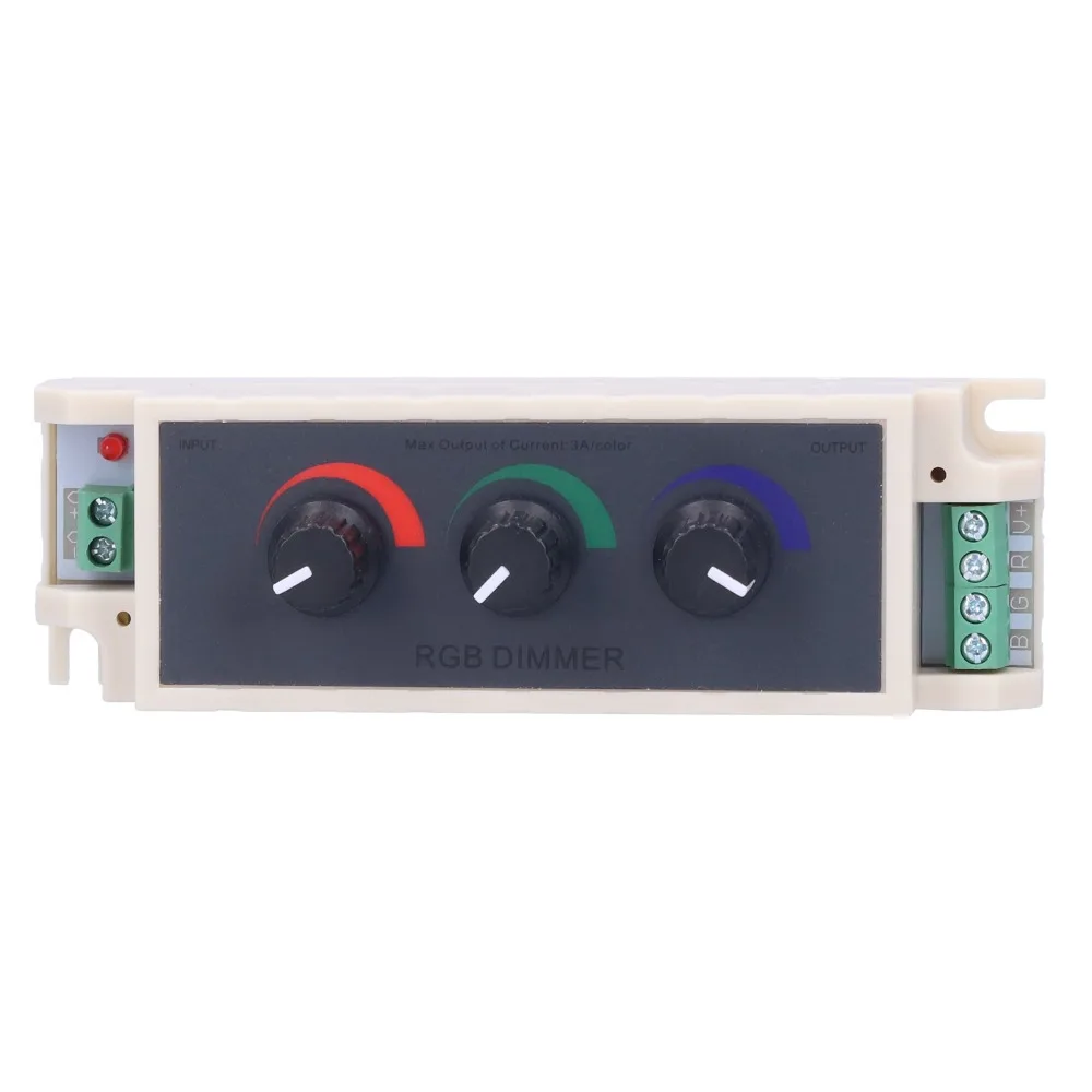 

Durable DC12-24V RGB Knob Dimmer ABS Multi-Color Control 3-Channel Controller 3A/channel Dimmer Switch Light Strip