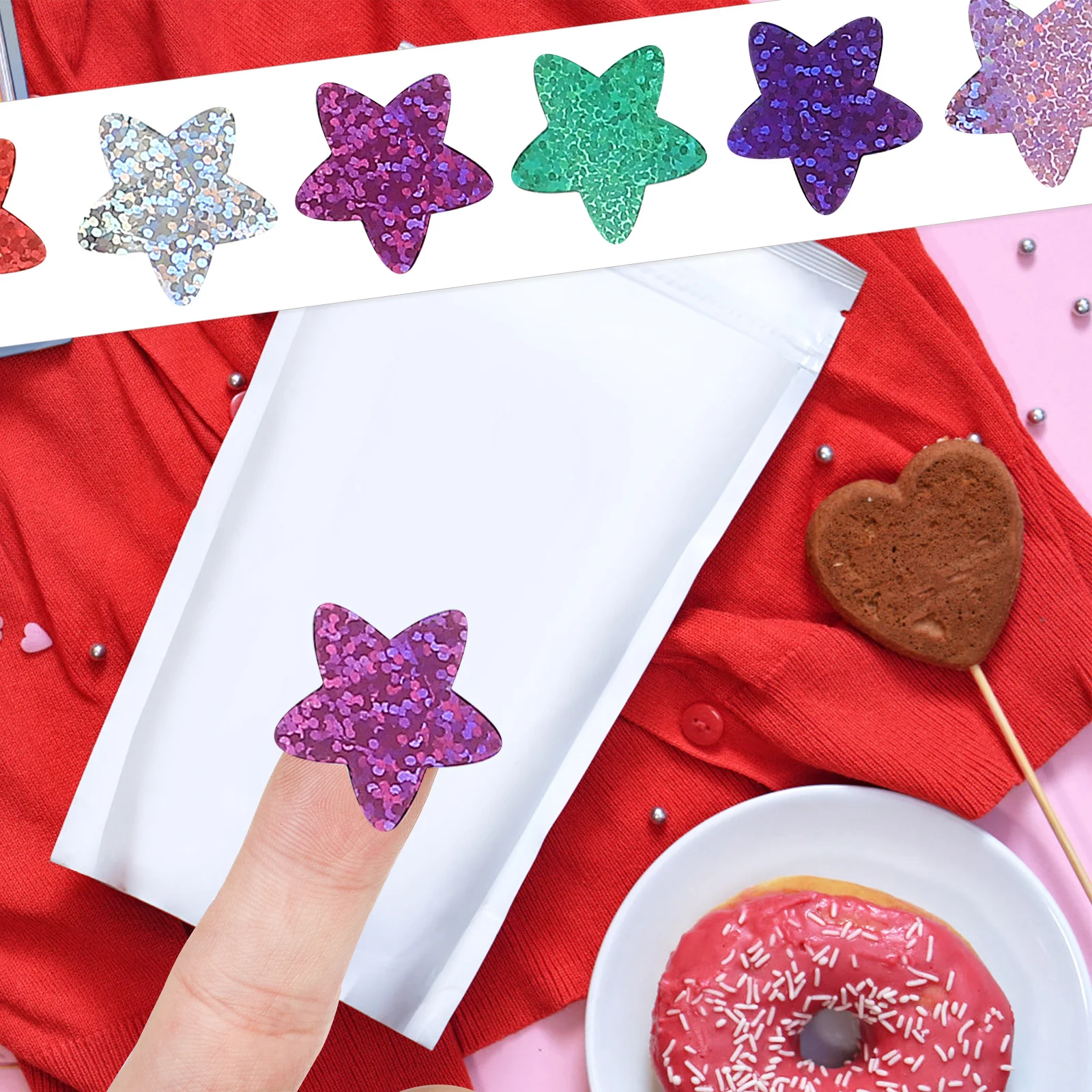 

4 Rolls Star Stickers Reward Encouragement Adhesive Reward Stickers for Classroom Crafts Gift Box Decoration