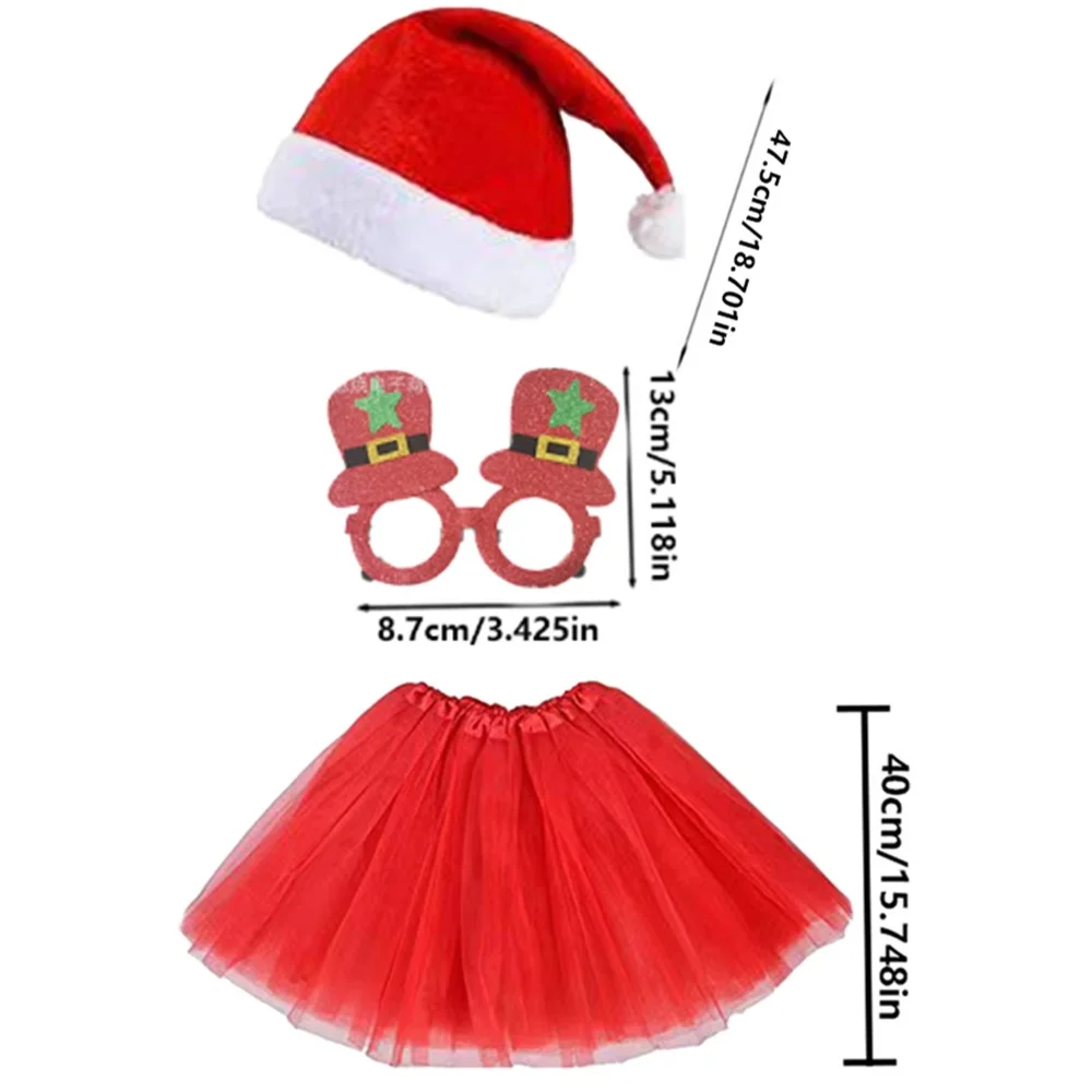 PESENAR Conjunto de traje con temática navideña: gorro de Papá Noel y gafas incluidos, disfraz festivo perfecto para celebraciones navideñas