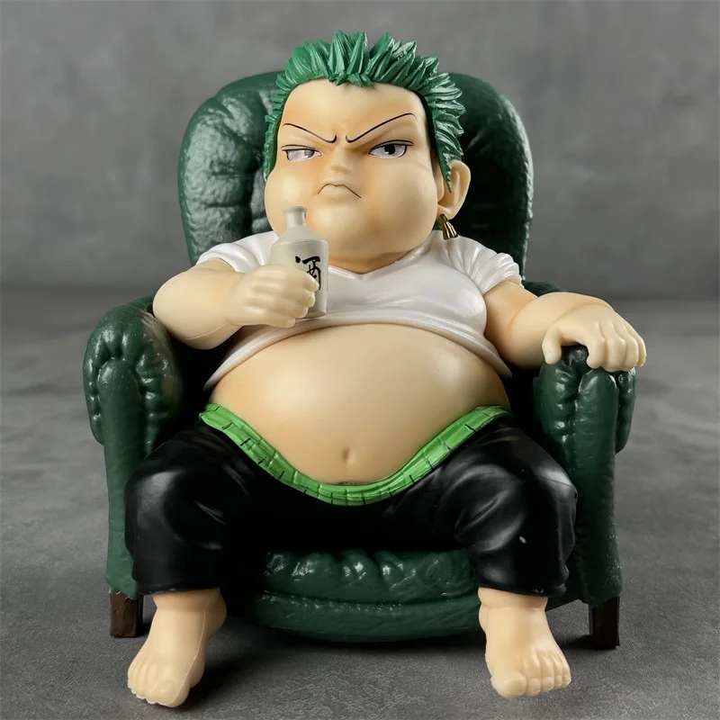 Anime One Piece Fatty Roronoa Zoro Drinks Pvc Action Figurine Desktop Model Figure Ornaments Toys Gifts Decoration Doll Statue