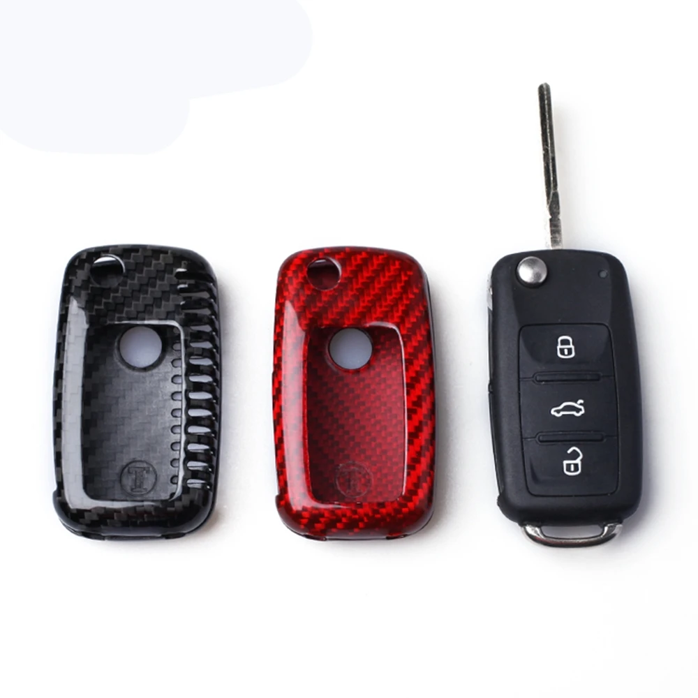 Carbon Fiber Car Remote Smart Folding Key Shell Cover For Volkswagen MK4 MK5 Golf GTI R32 EOS Rabbit Jetta CC Tiguan