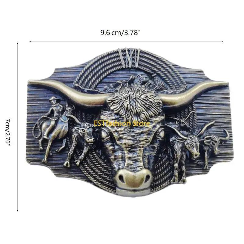 مشبك منحوت بنمط رأس الثور Y5GC، إكسسوارات حزام رجالي #6
