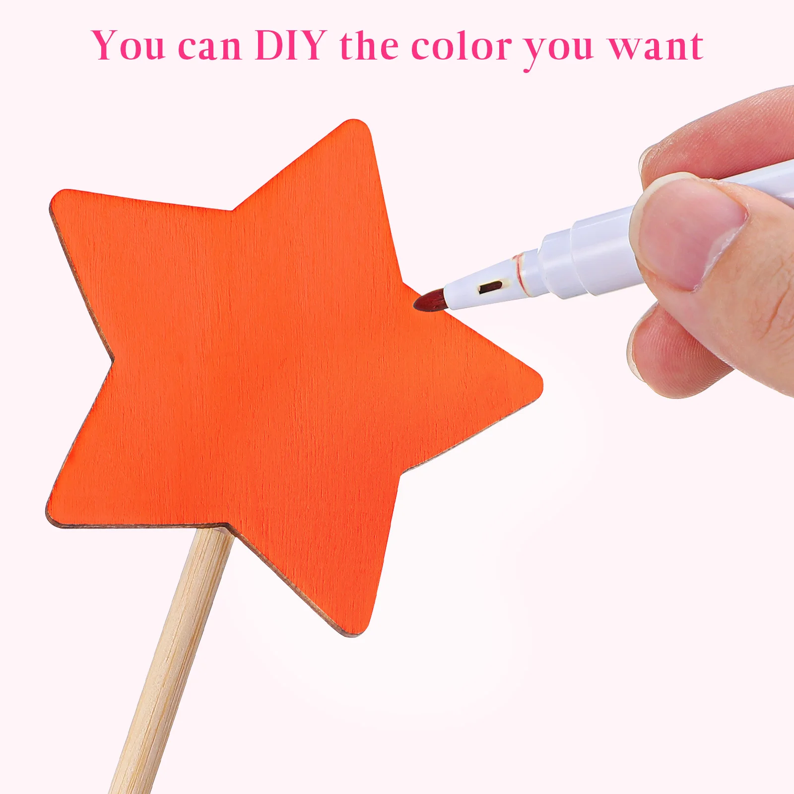 عصا خرافية ذاتية الصنع للأطفال، عصي نجوم خشبية غير مطلية، مجموعة أدوات حرفية للأطفال، ألعاب على شكل أميرة، هدية إبداعية #5