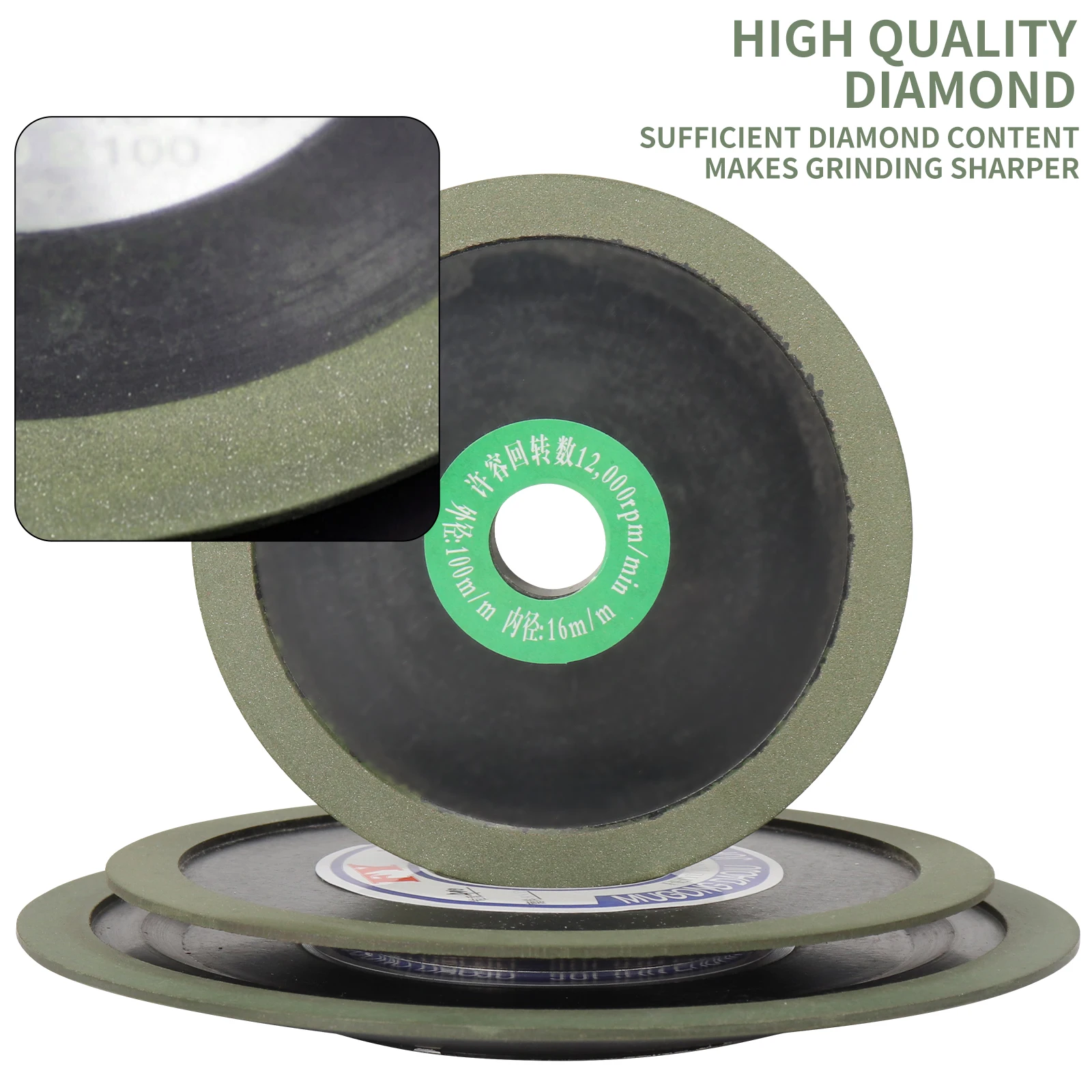 Bakelite Resin Diamond Grinding Wheel 100/125/150mm Rotary for Sharpening Carbide Metal Steel Tungsten Cutting Tools Grinder