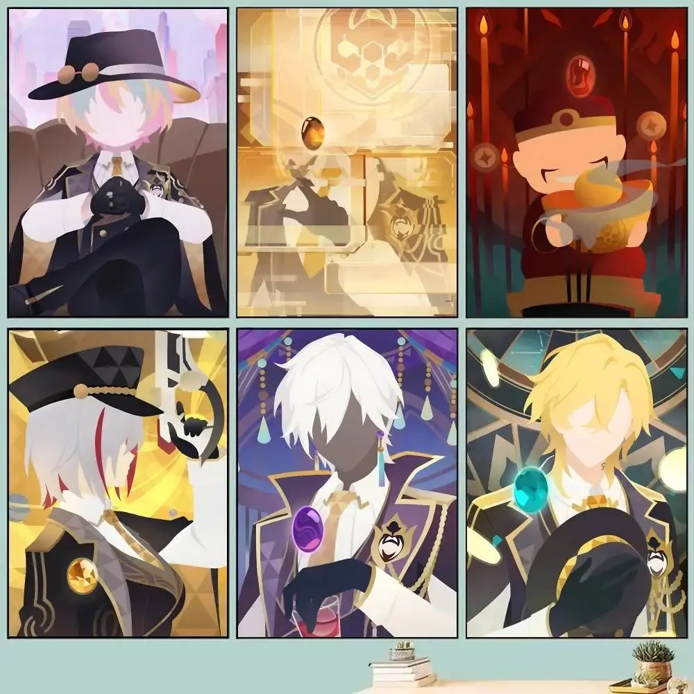 Anime Game Honkai Star Rail Ten Stonehearts Aventurine Topaz Jade Posters Self Adhesive Waterproof Ideal For Living Room Bedroom