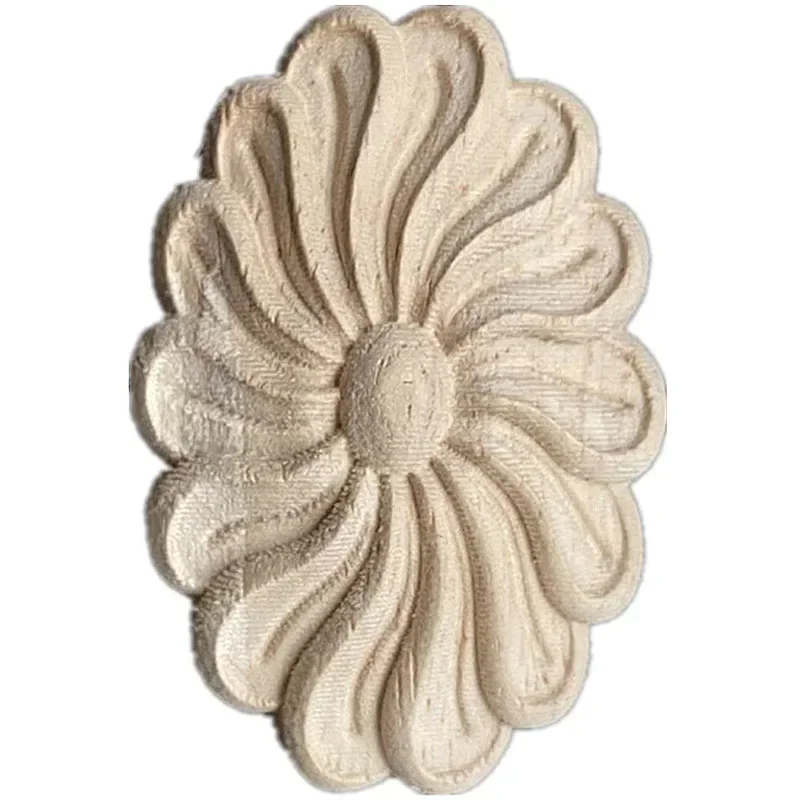 6cm Wood Carved Corner Onlay Applique Unpainted Frame Cupboard Cabinet Decal for Home Furniture Decoration Wood Veneer