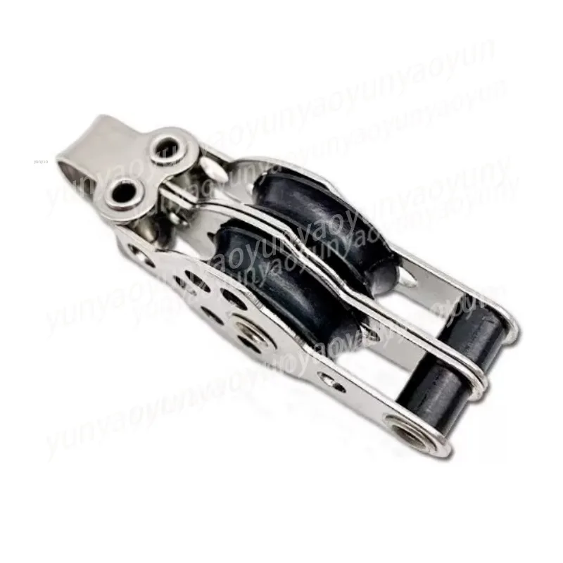 25mm 316 Stainless Steel Nylon Double Pulley, Swivel Block for Wire Rope, Sailing Boat Hardware