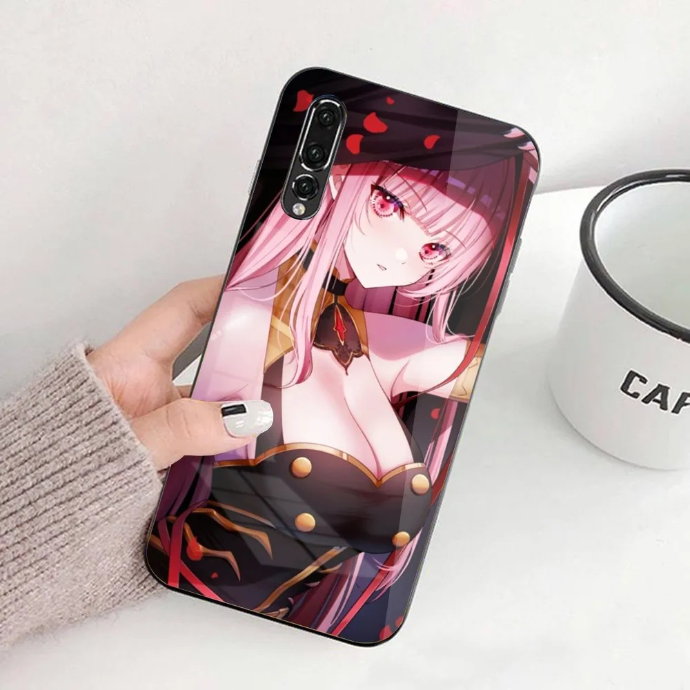 Funda de teléfono móvil de Anime Mori Calliope, cubierta de vidrio para Huawei P50, P40, P30, P20 Pro, Mate 40, 30, 20 Pro, Nova 9, 8, 7, PC