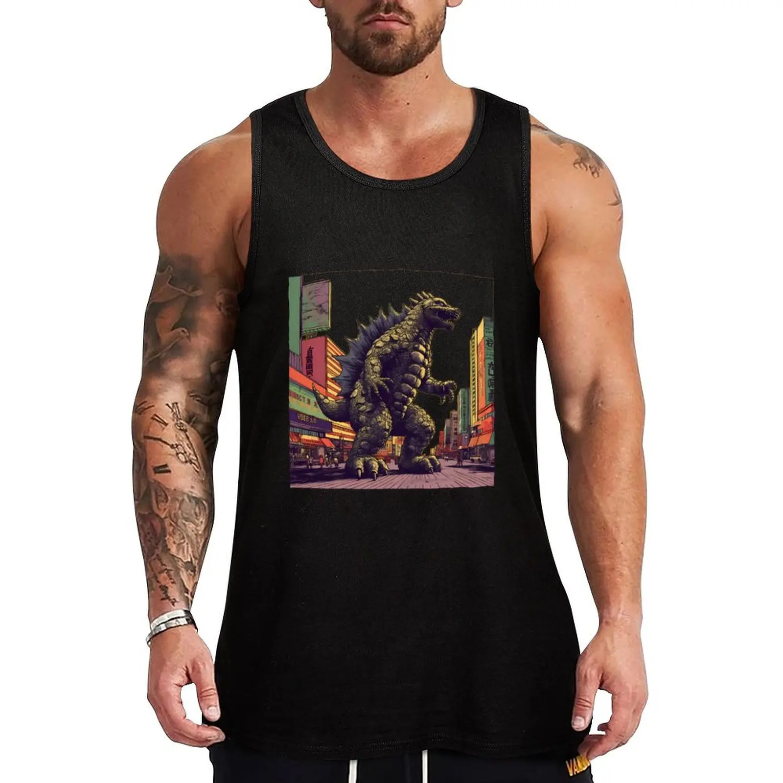 

Monster lizard in Tokyo Tank Top gym clothes men cotton t-shirts man sleeveless gym shirt man fitness