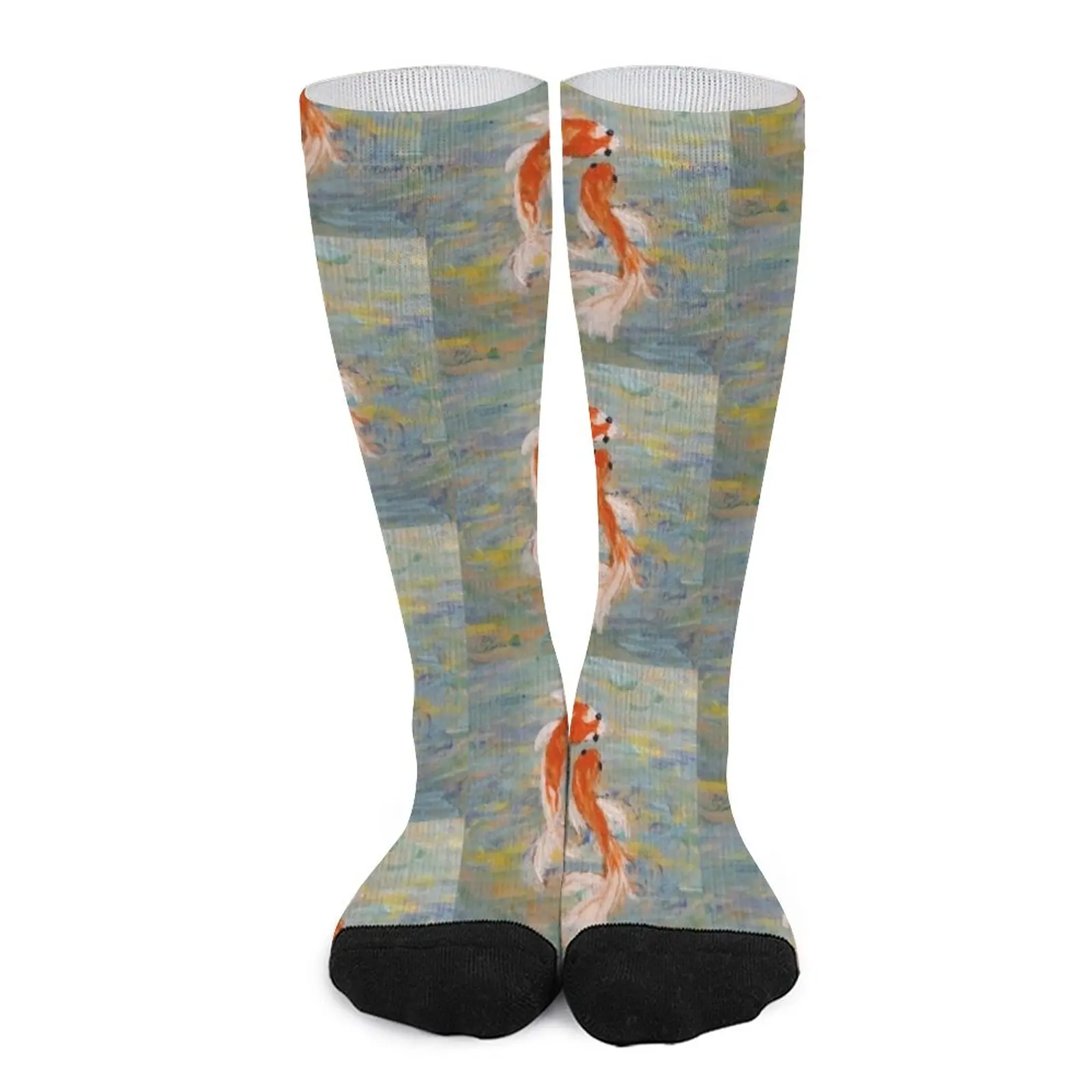 Pool of Delight - goldfish, playing, swimming, gentle, soothing, water Socks funny gifts Sports socks socks for men