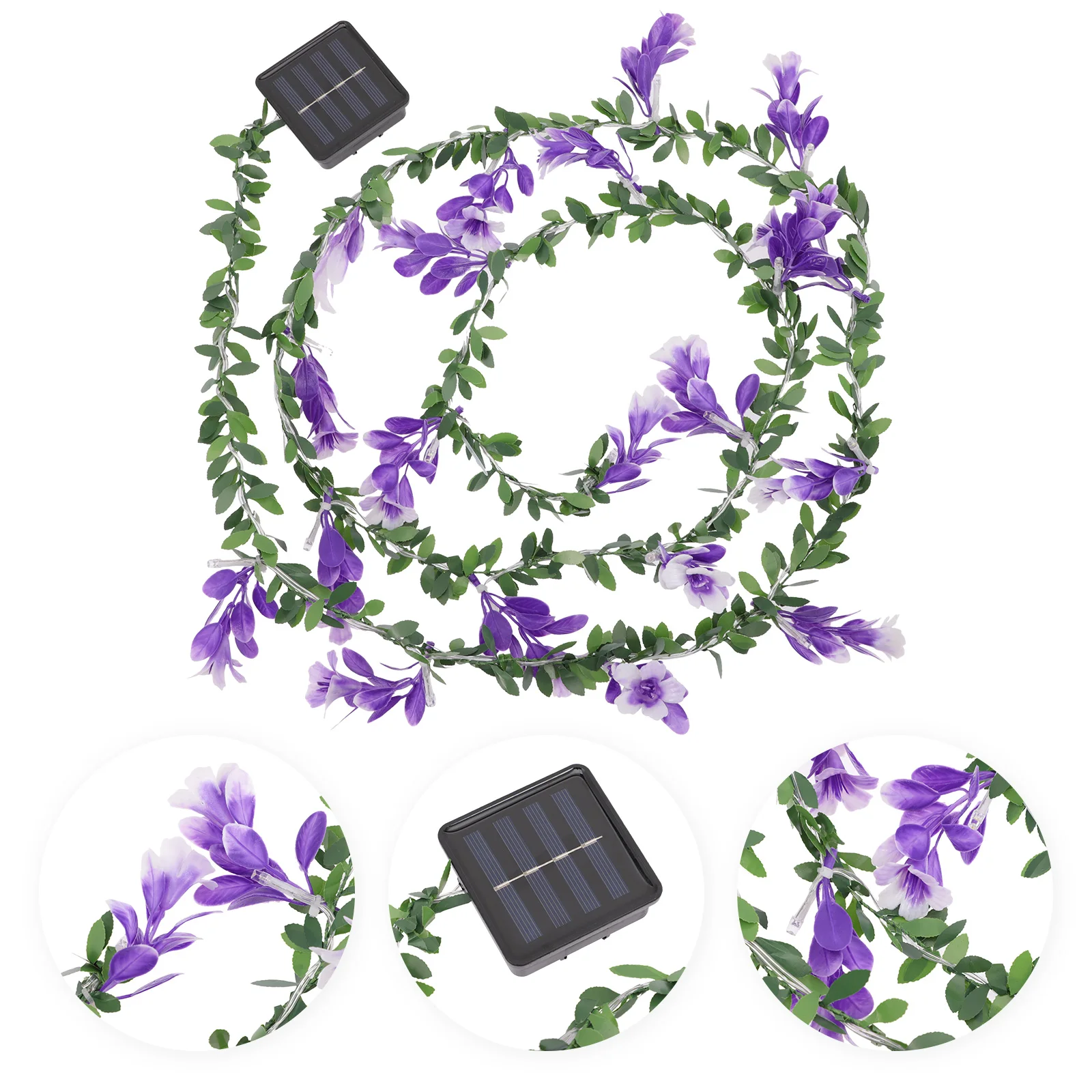 

20 LED Solar Trumpet Flower Lights 2M Purple Plastic String Lights for Garden Party Warm Style Festival Decoration