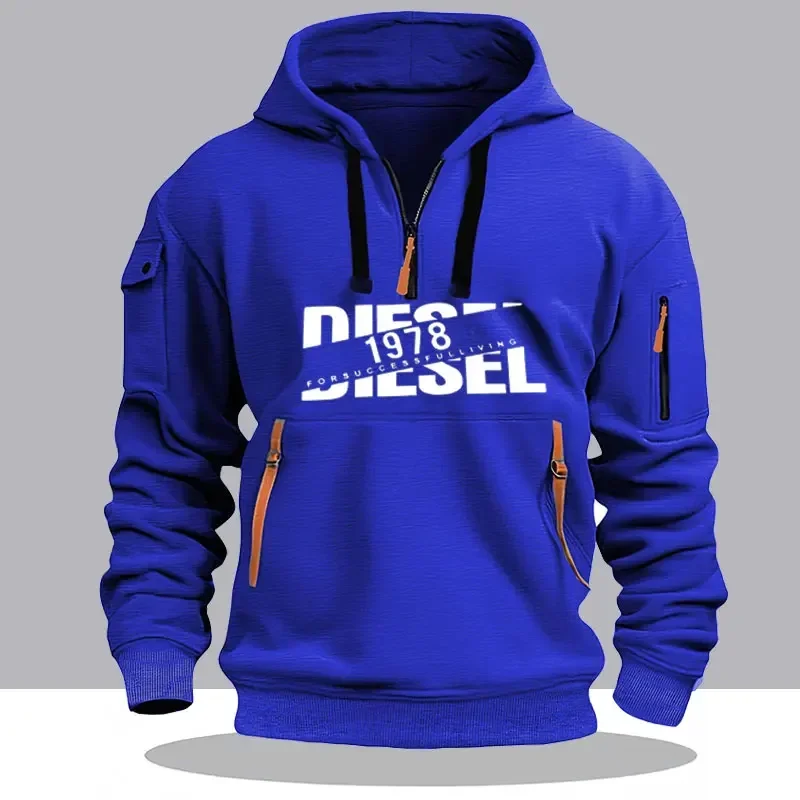 Herren-Hoodie für Herbst und Winter, langärmeliges Sweatshirt, Outdoor-Streetwear, leichter Pullover mit Reißverschluss. – Detail 5