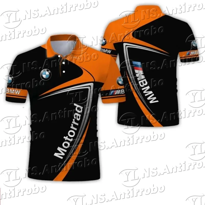 

Turn-down Collar Short Sleeves Comfortable Lightweight Tops Trendy BMW Logo 3D Printed Motorcycle Riding Sport Polo Shirts