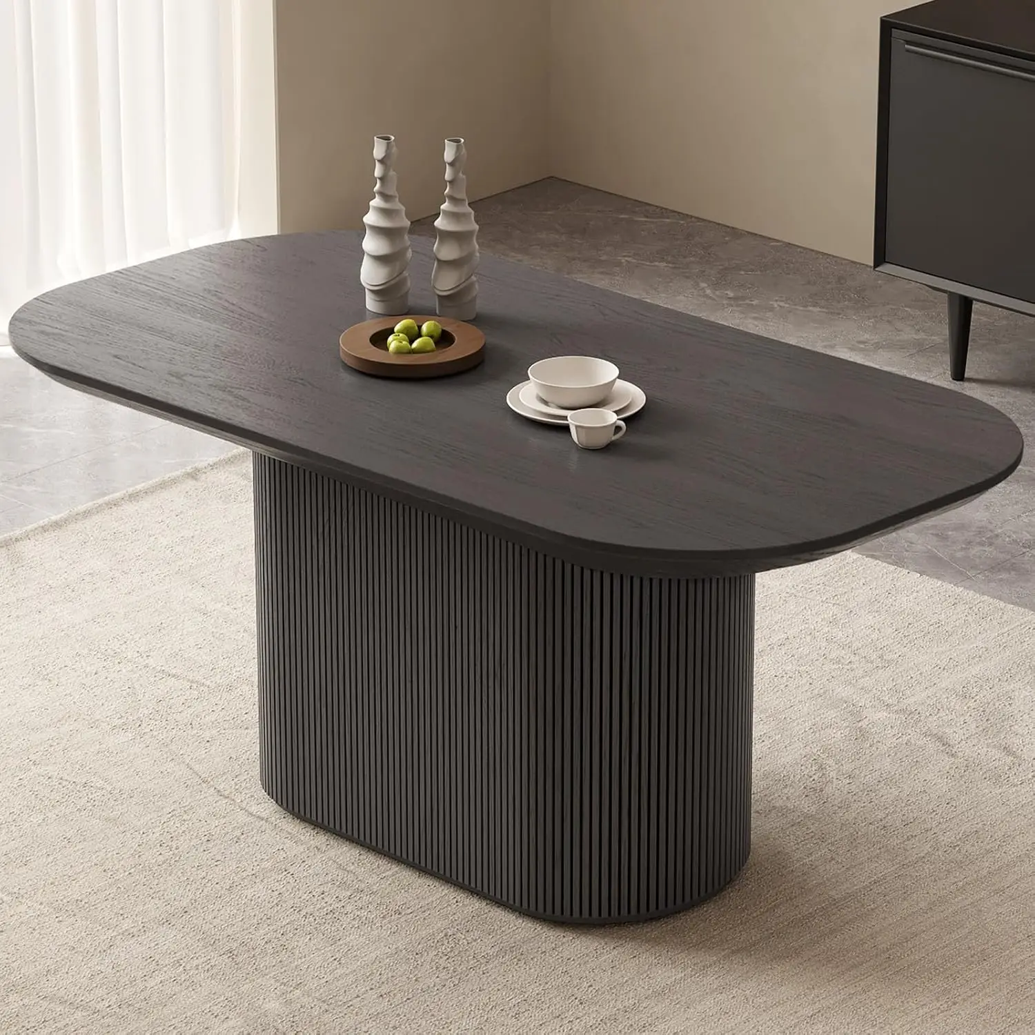 

62.99" Oval Dining Table, Modern Kitchen Table for 6 People, Indoor Rectangular Dining Room Table for Kitchen, Bar,, Customized