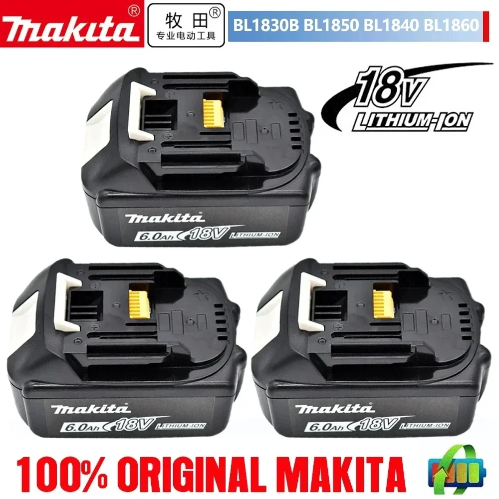 Makita-batería de litio de repuesto, Original, 6Ah/5Ah/3Ah, 18V, BL1830B, BL1850B, BL1850, BL1840, BL1860, BL1815