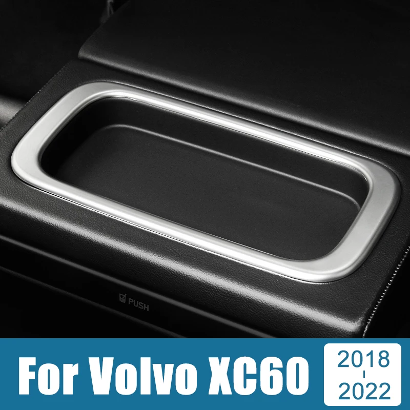 Car Accessories For Volvo XC60 2018 2019 2020 2021 2022 Stainless Seat Back Row Water Cup Holder Cover Frame Panel Trim Sticker