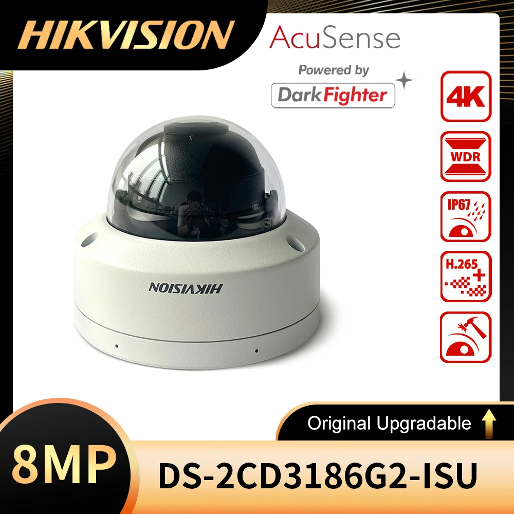 Original Hikvision DS-2CD3186G2-ISU  4K 8 MP AcuSense IR Fixed Dome Network Camera DarkFighter