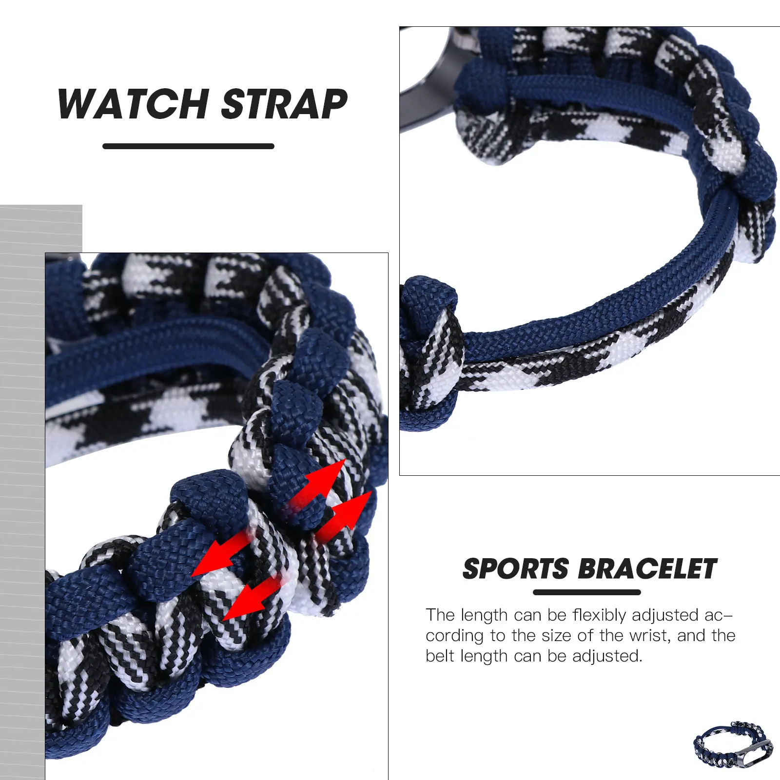 

Navy Floral Watch Band Zinc Alloy Buckle Adjustable Replacement Strap for 5 Comfortable Fashion Wristband