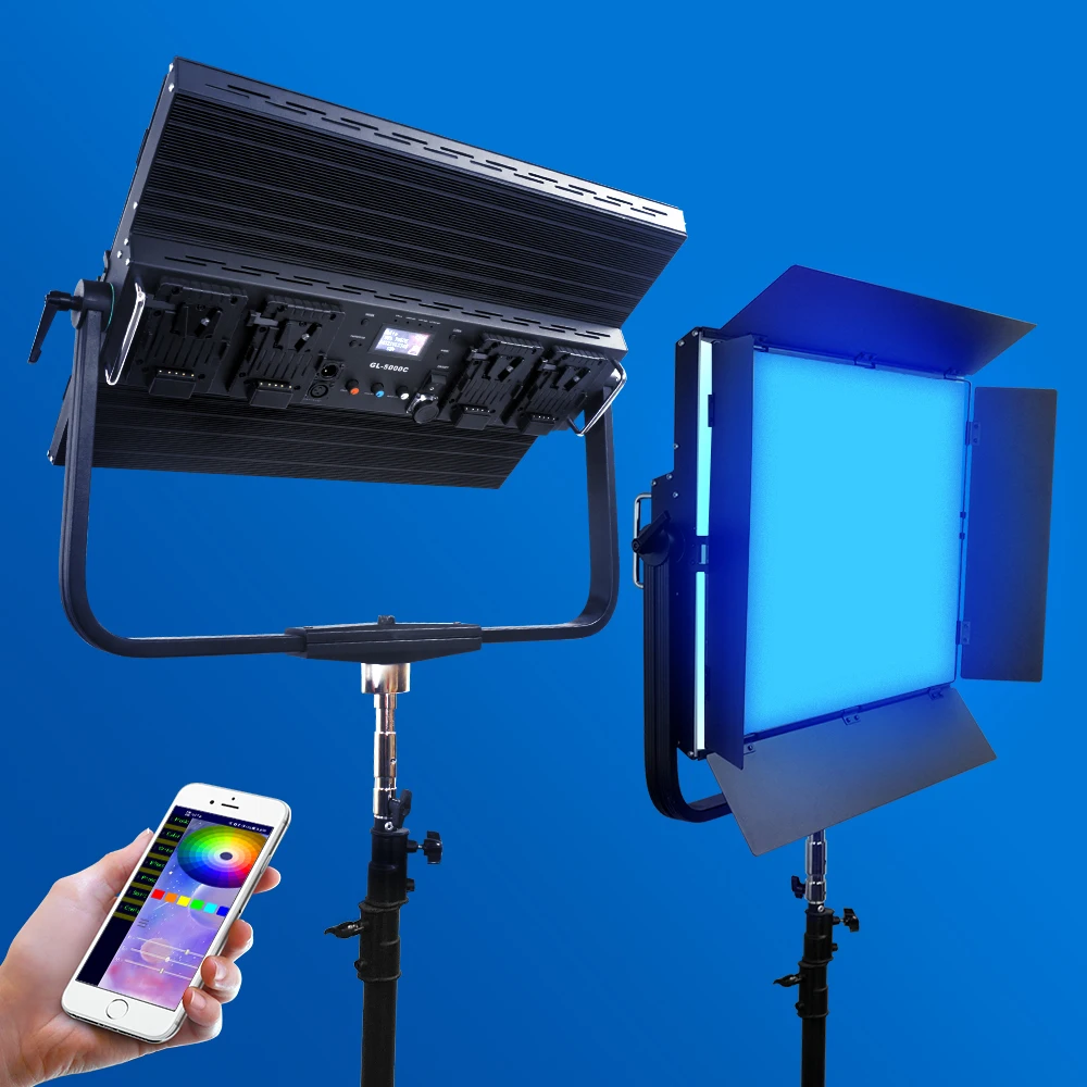 حار! لا يوجد تصميم مروحة 500 واط GL-5000C RGB المهنية استوديو الفيلم إنتاج الأفلام المحمولة Led الفيديو الضوئي لوحة إضاءة الفيديو