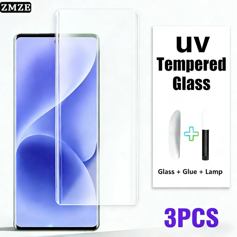 

2Pcs UV Liquid Full Glue Tempered Glass Screen Protector for VIVO X100 Pro X200 Pro Ultra X80 X60 Pro HD Clear Anti-Scratch