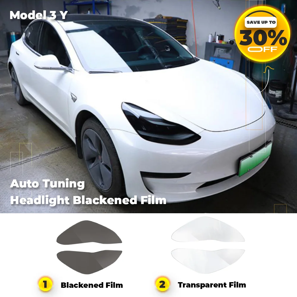 

Front Headlamp Film For Tesla 2023 Model 3 Y Car Styling Sticker Transparent /Smoke Black Headlight Protector Film Car Accessory