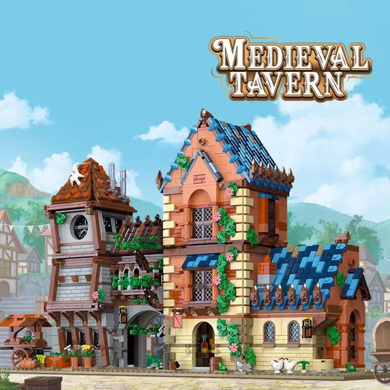 

Набор строительных блоков «Средневековая таверна», модель европейского архитектурного здания, идеи для подарков, украшения для дома, коллекция для взрослых